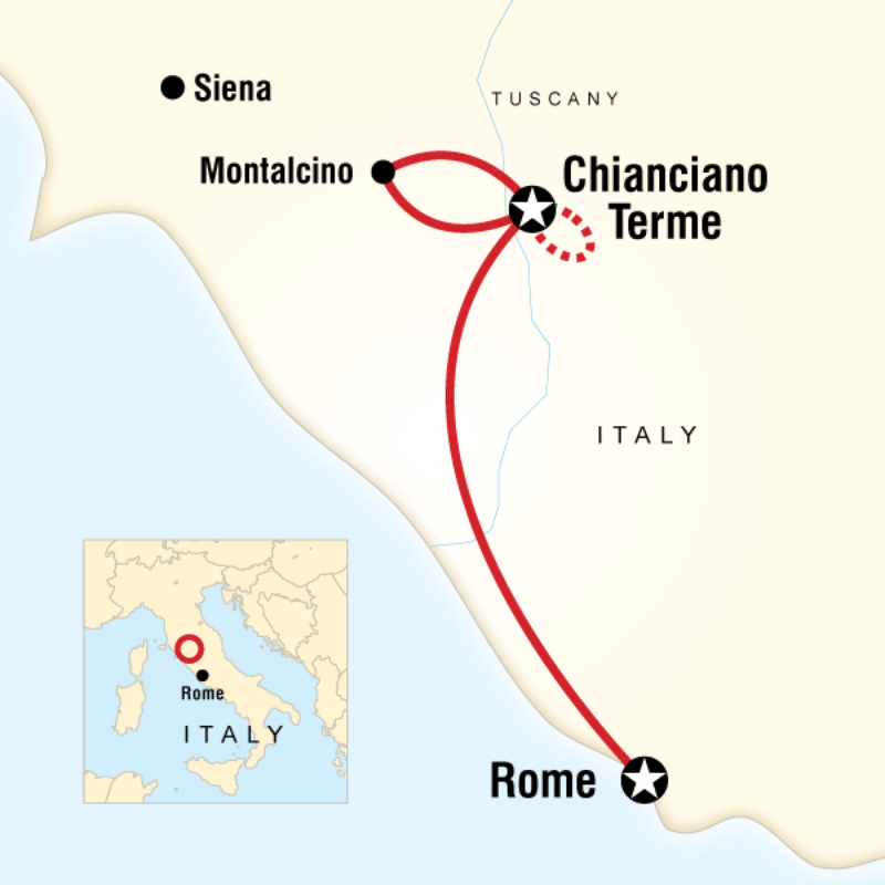 Map of the route for Local Living Italy: Southern Tuscany