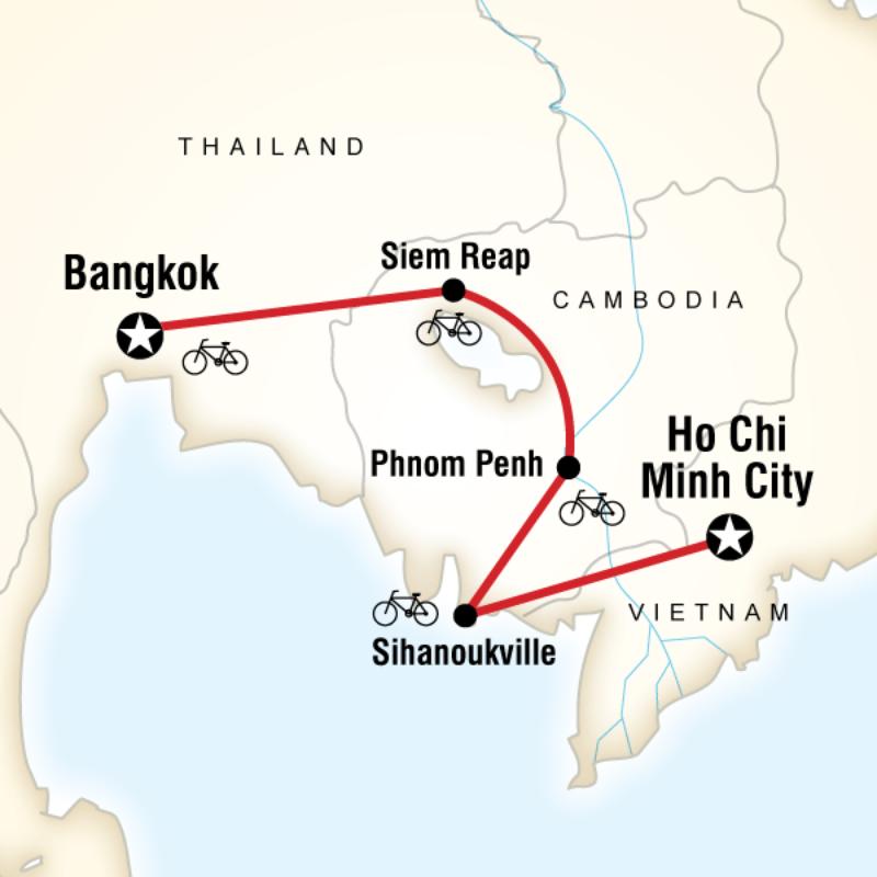 Route map for Indochina Cycle (AVIC)