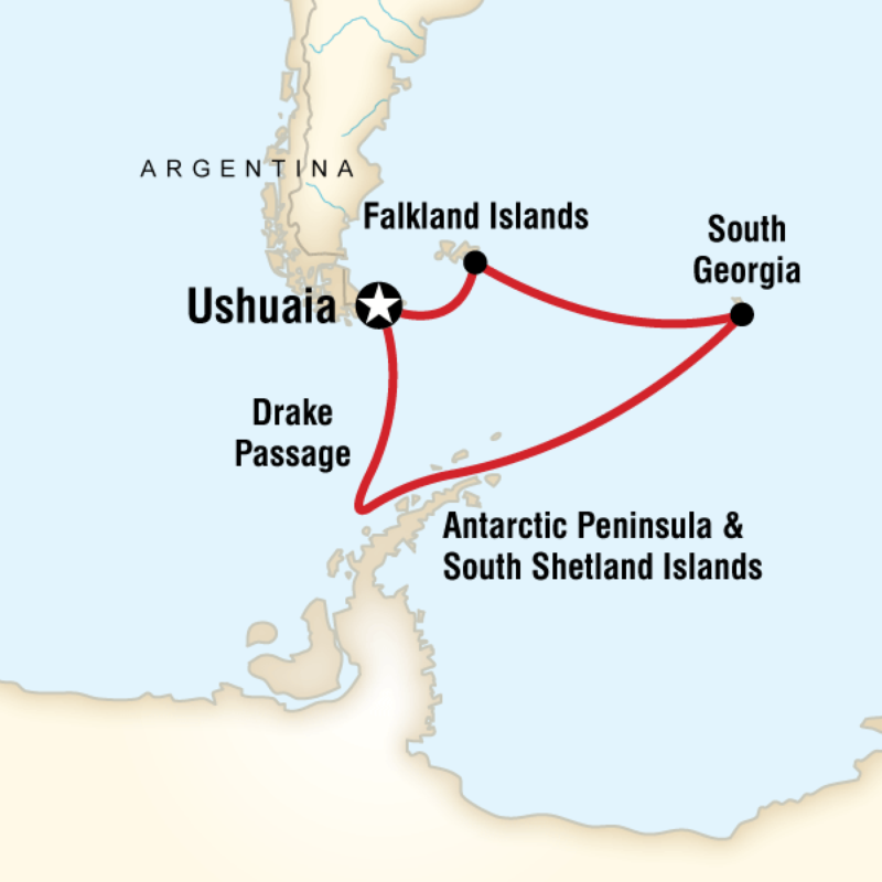 Map of the route for Spirit of Shackleton