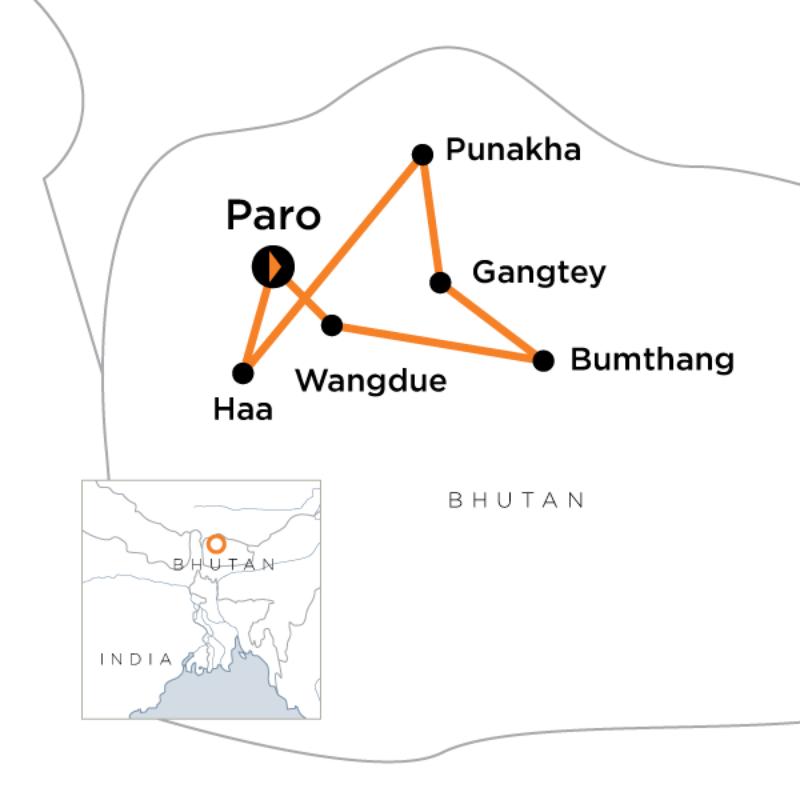Route map for Spirit of Bhutan (ADBHD)