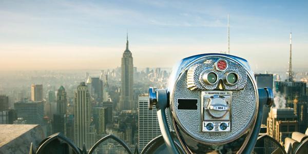 Looking out over New York towards the Empire State Building