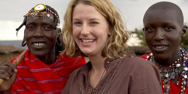 Visitor with Samburu warriors.
