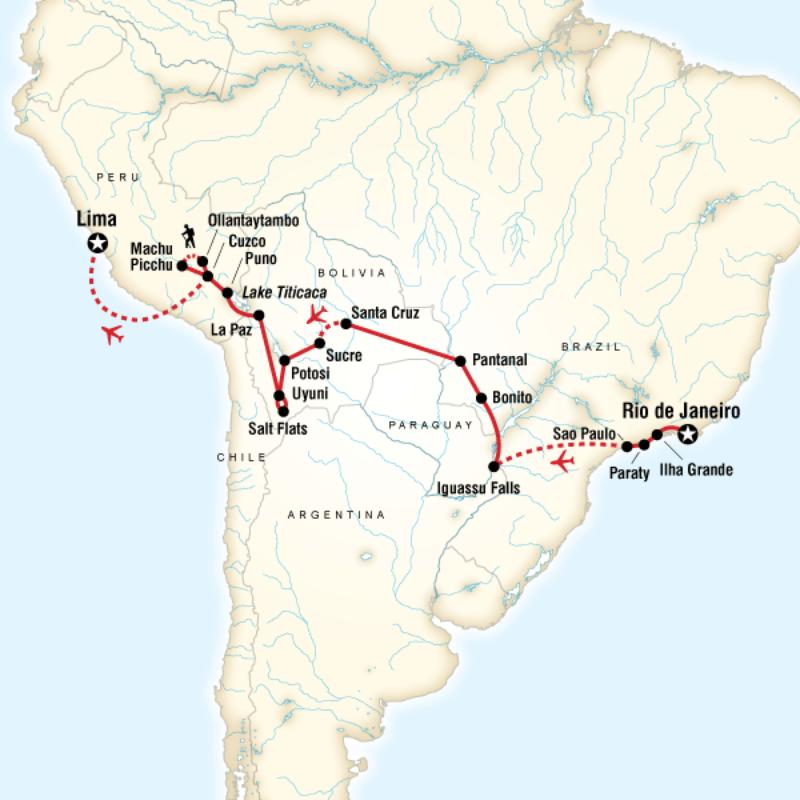 Route map for Southern Cross Westbound - Rio to Lima (SZRM)