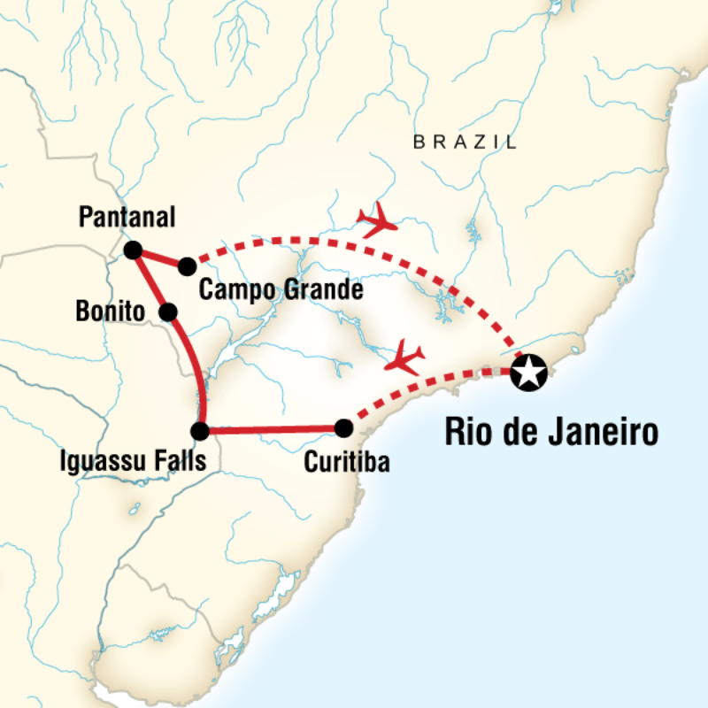 Route map for Wonders of Brazil (SZWB)