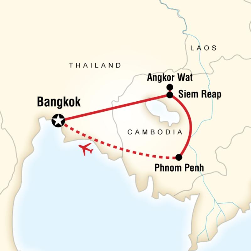 Route map for Discover Cambodia (ATDC)