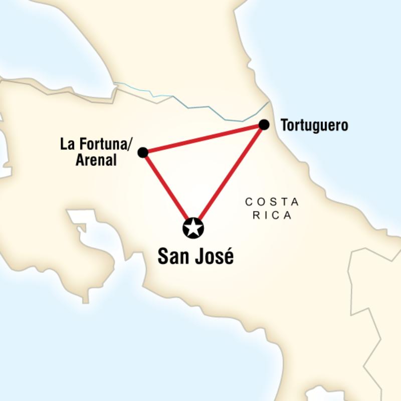 Route map for Costa Rica Kayaking Adventure (CRKA)