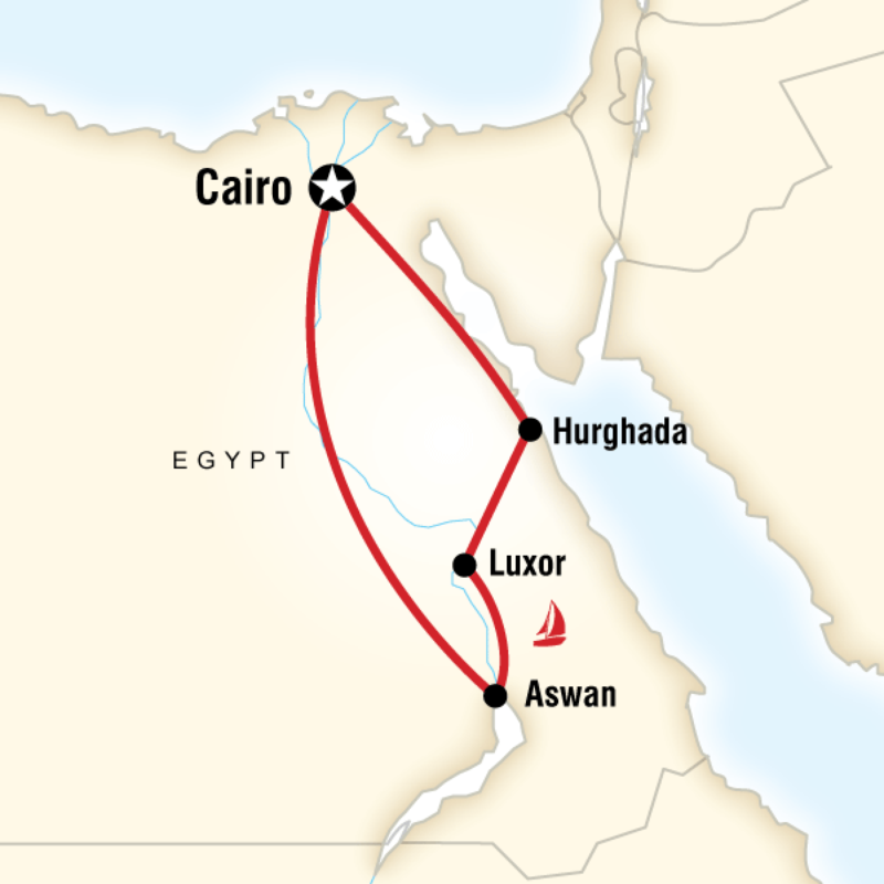 Map of the route for Egypt on a Shoestring