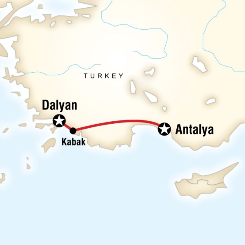 Map of the route for Turkey Active Adventure
