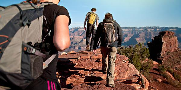 Travellers hiking in a National Park.