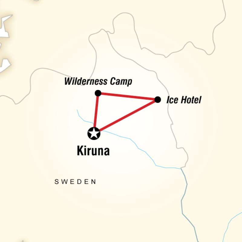 Route map for Lapland Active Adventure (EWLA)