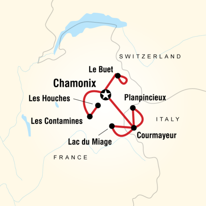 Map of the route for Mont Blanc Explorer