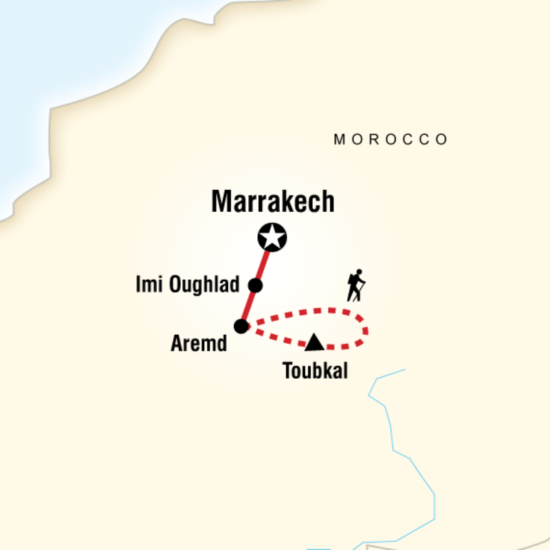 Route map for Climb Mt Toubkal (DCCT)