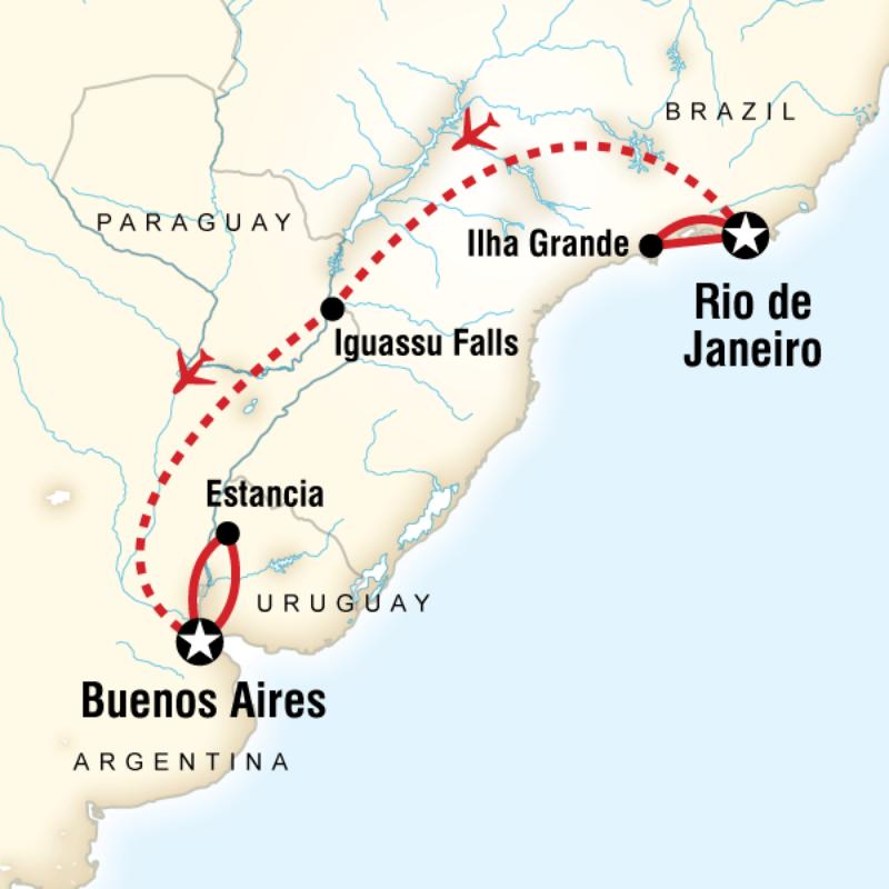 Route map for Brazil Family Adventure (SZAF)