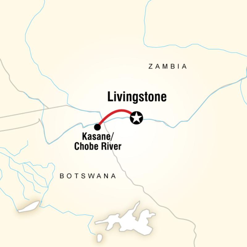 Map of the route for Explore Chobe National Park