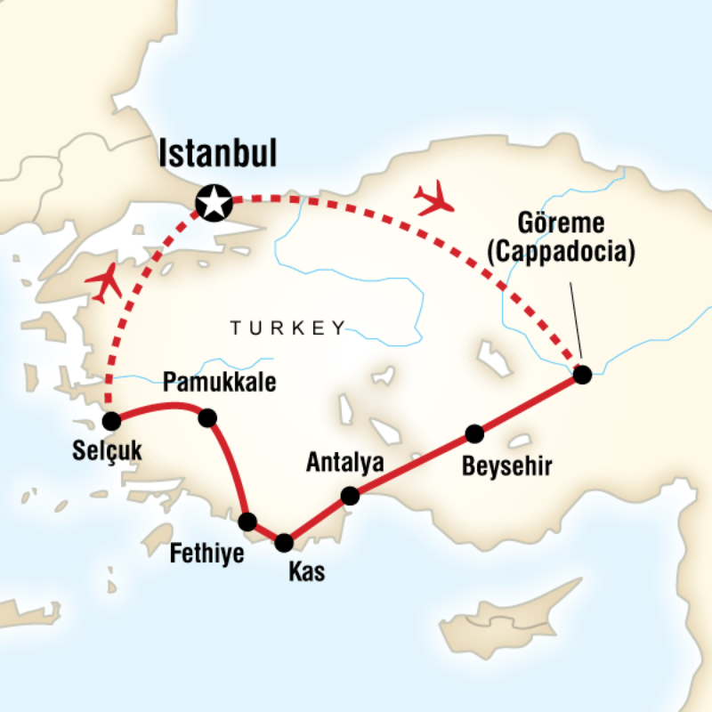 Map of the route for Turkey Explorer