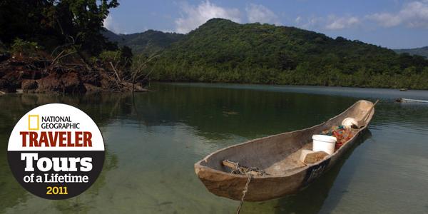Handmade wooden boat in Ghana.