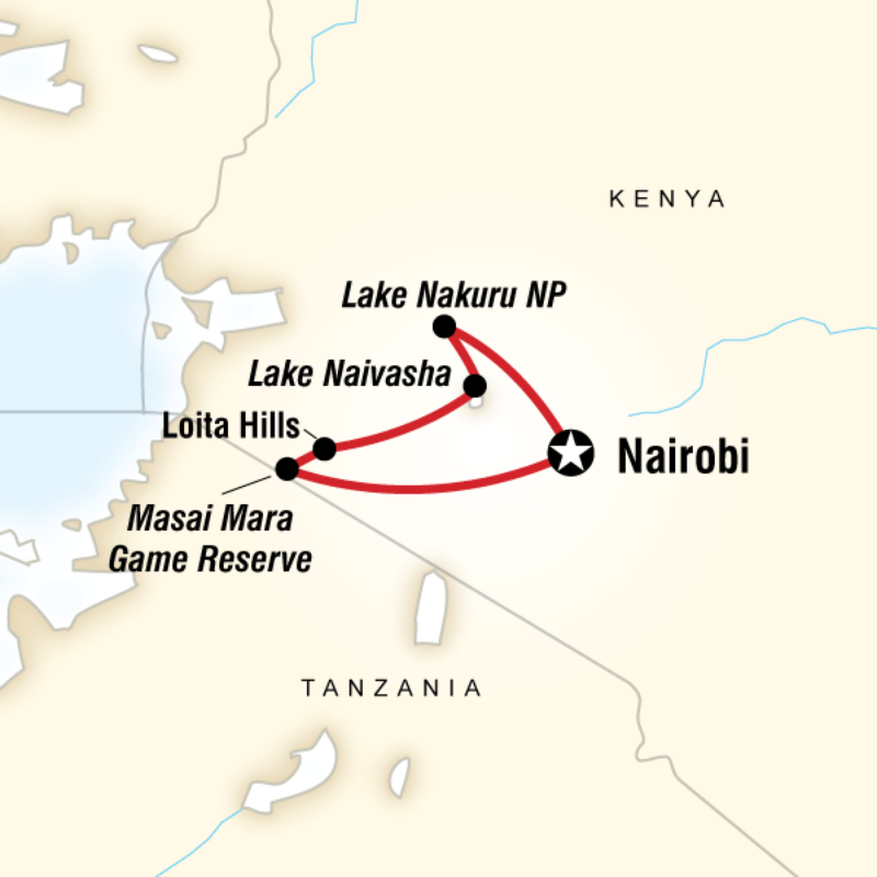 Map of the route for Kenya Overland Adventure