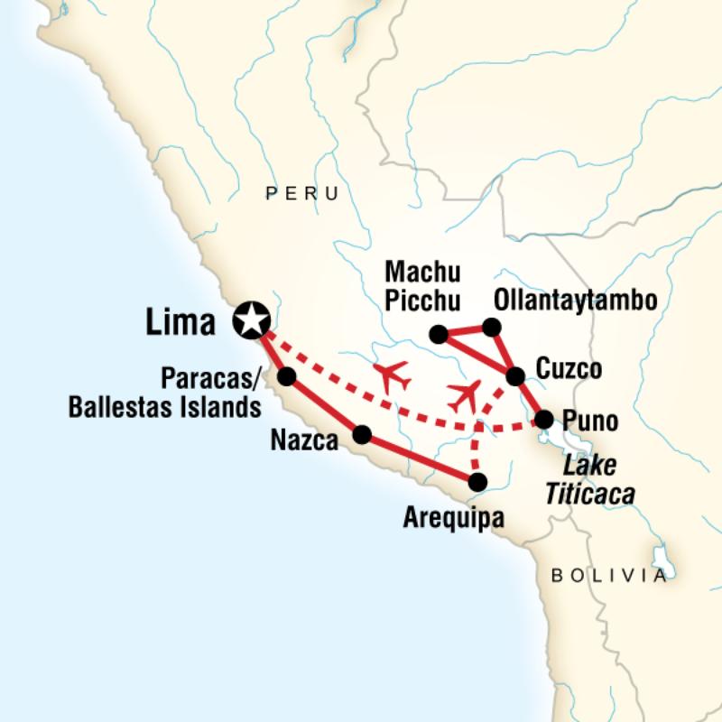 Route map for Inca Explorer (PEI)