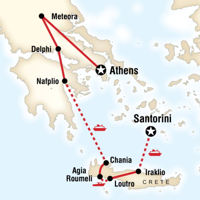 Route map for Best of Greece (EGBG)