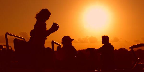 Silhouette of travellers in a South Africa Sunset