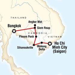 Route map for Cambodia on a Shoestring (ATRC)