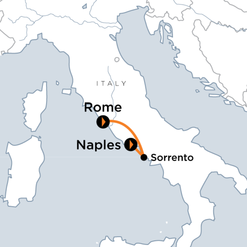 Map of the route for Archaeological Wonders of Ancient Rome