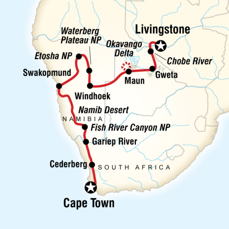Map of the route for