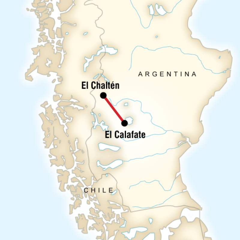 Map of the route for Glacier National Park—El Chaltén