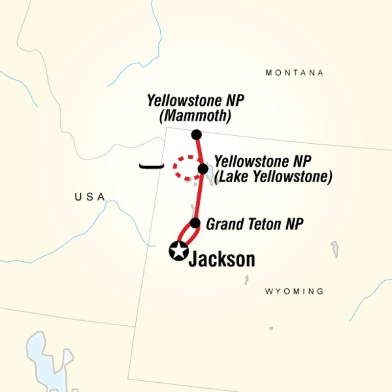 Map of the route for Yellowstone Active Escape