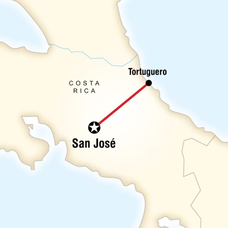 Route map for Turtles & Tortuguero (TCRTTC)