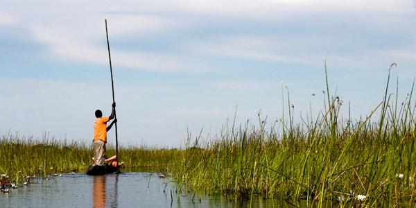 Botswana man in a canoe