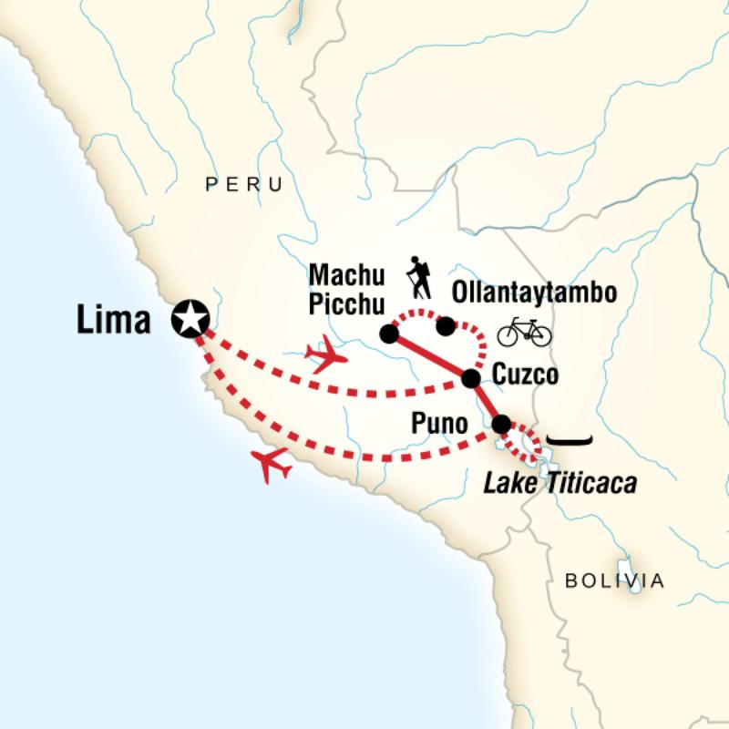 Map of the route for Peru Multisport