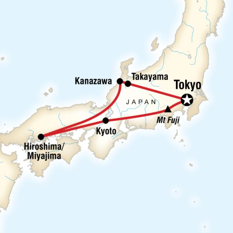 Map of the route for Discover Japan
