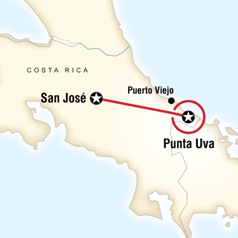 Route map for Caribbean Costa Rica Local Living (CRCL)