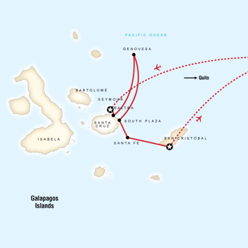Map of the route for Superior Galapagos - Northern and Central Islands