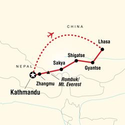 Route map for High Road to Tibet (ANRT)