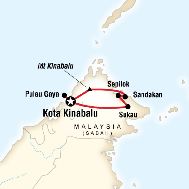 Route map for Borneo Family Adventure (AABF)