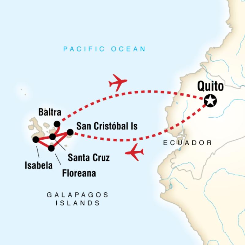 Map of the route for Land Galapagos—Multi-Activities