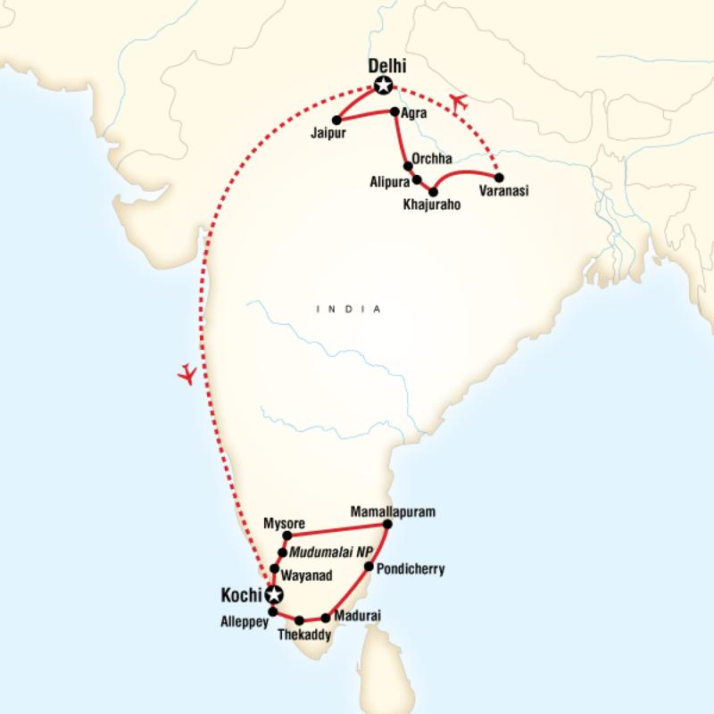 Map of the route for India Encompassed