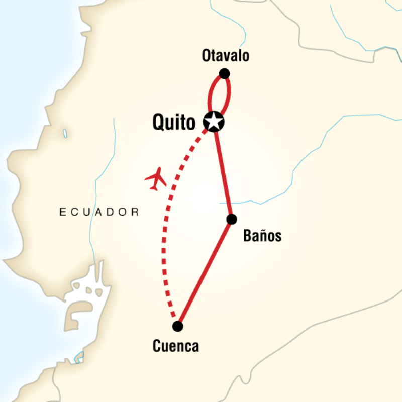 Map of the route for Essential Ecuador