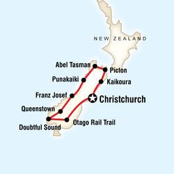 Route map for New Zealand—South Island Encompassed (ONSE)