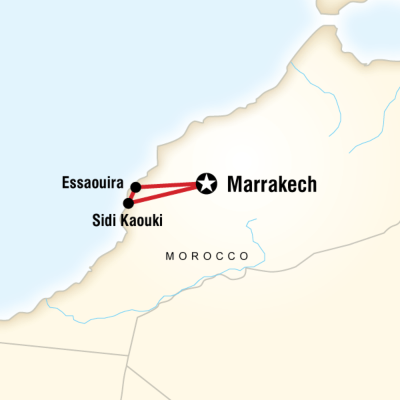 Route map for Morocco Family Adventure (DCFA)