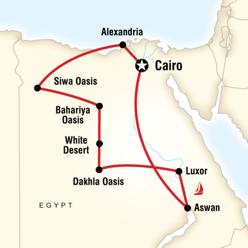 Map of the route for Absolute Egypt