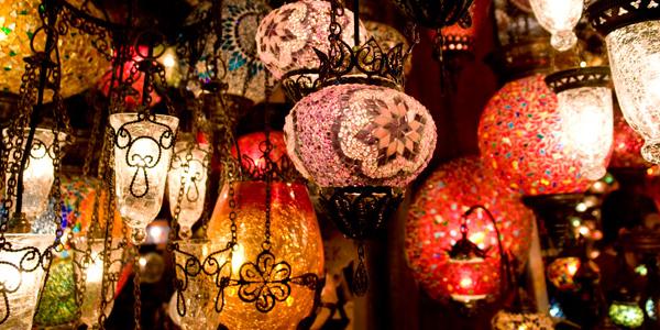 Hundreds of lights at a traditional Turkish market