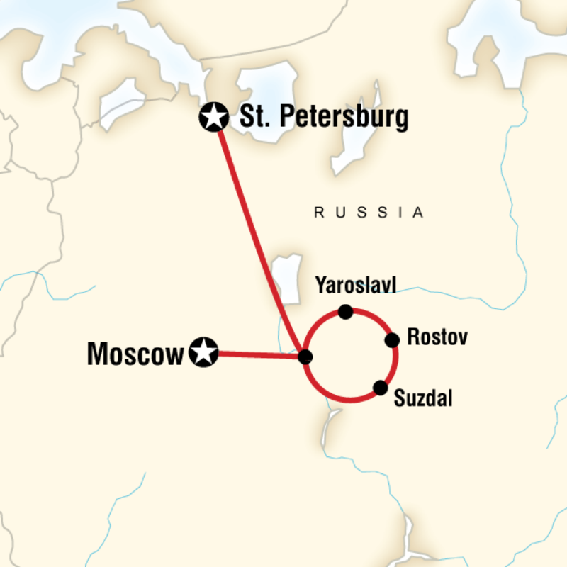Route map for Golden Ring of Russia (ARGR)