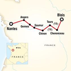Route map for Loire Valley Cycling (EFAA)