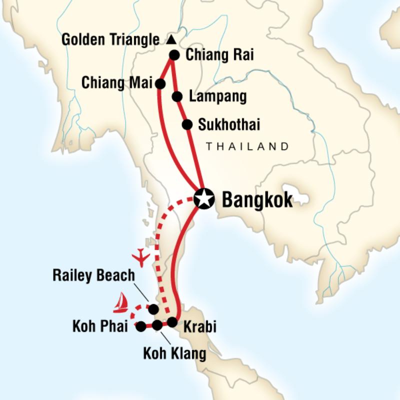 Map of the route for Thailand Discovery