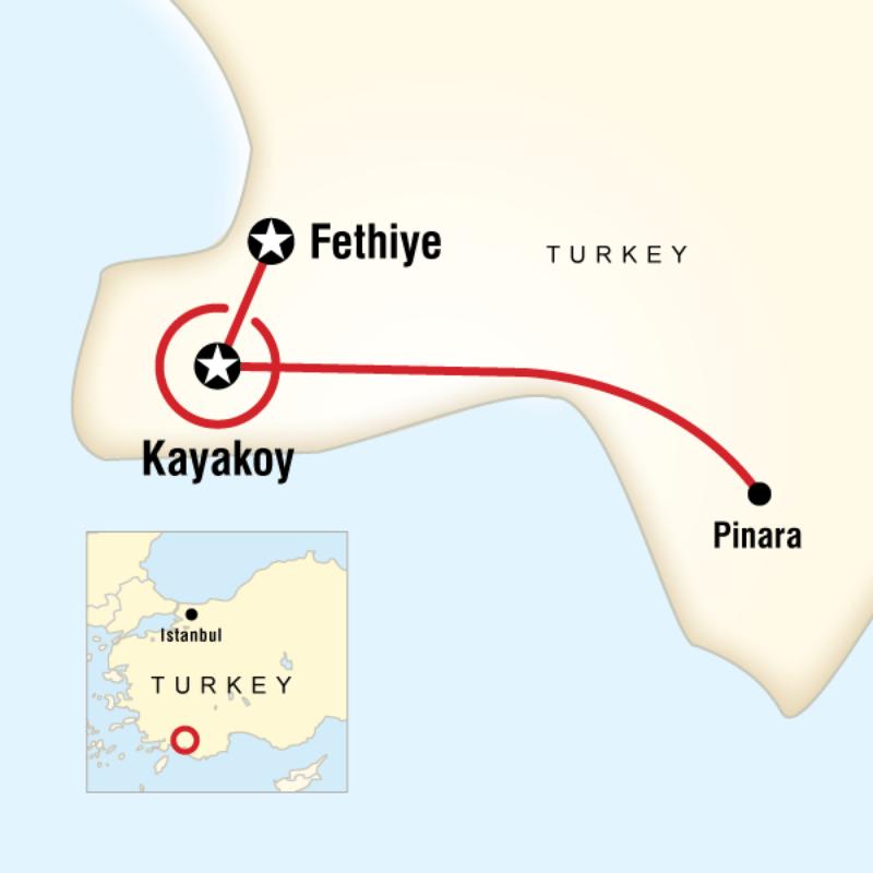 Map of the route for Local Living Turkey: The Lycian Way 