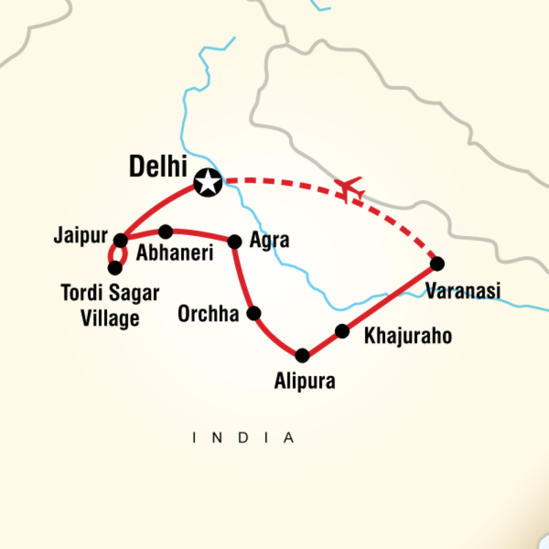 Map of the route for Essential India