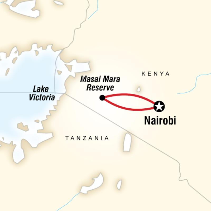 Route map for Masai Mara Camping Safari (DKMM)